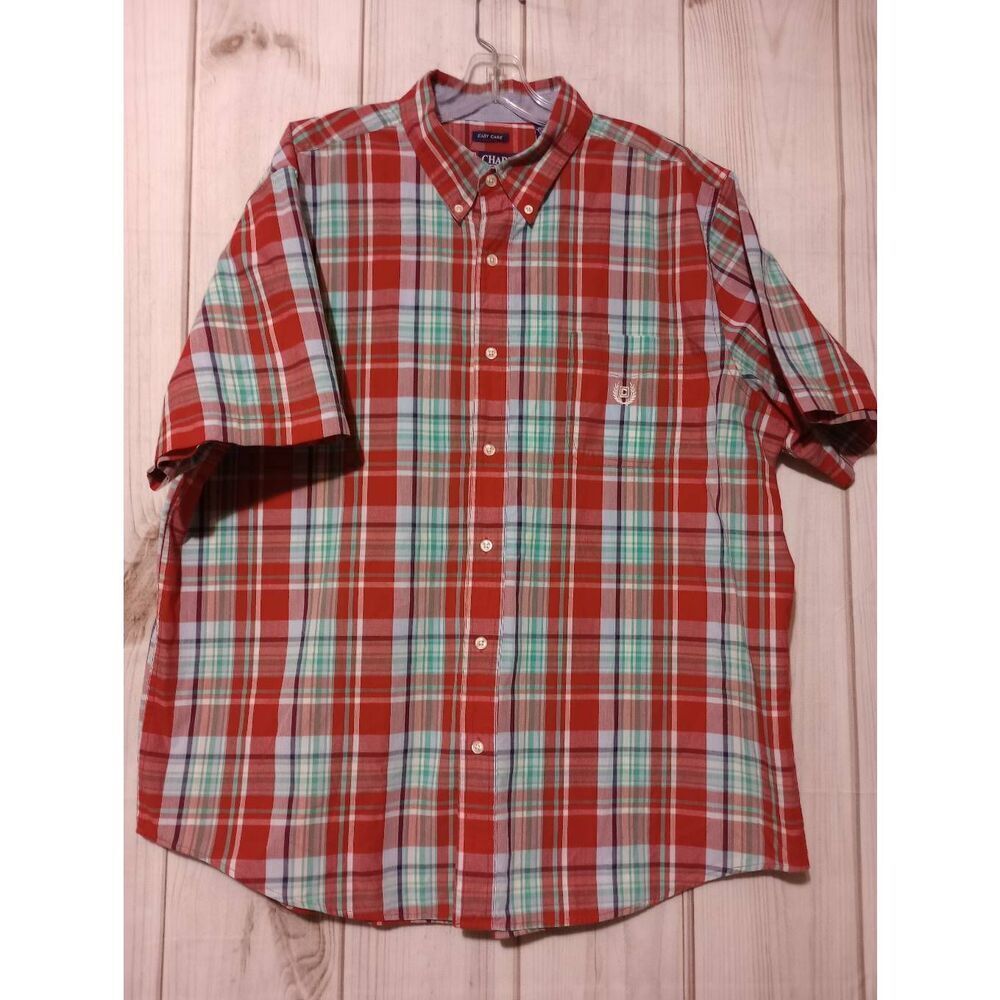 Chaps Shirt Men's‎ 2xl Red Plaid Button Front Short